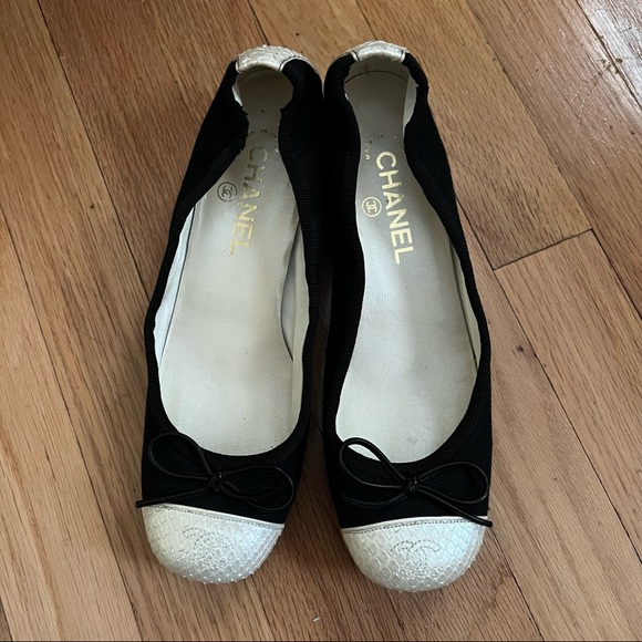 CHANEL BALLERINA BLOCK SHOES HEELS 38 - Picture 3 of 12